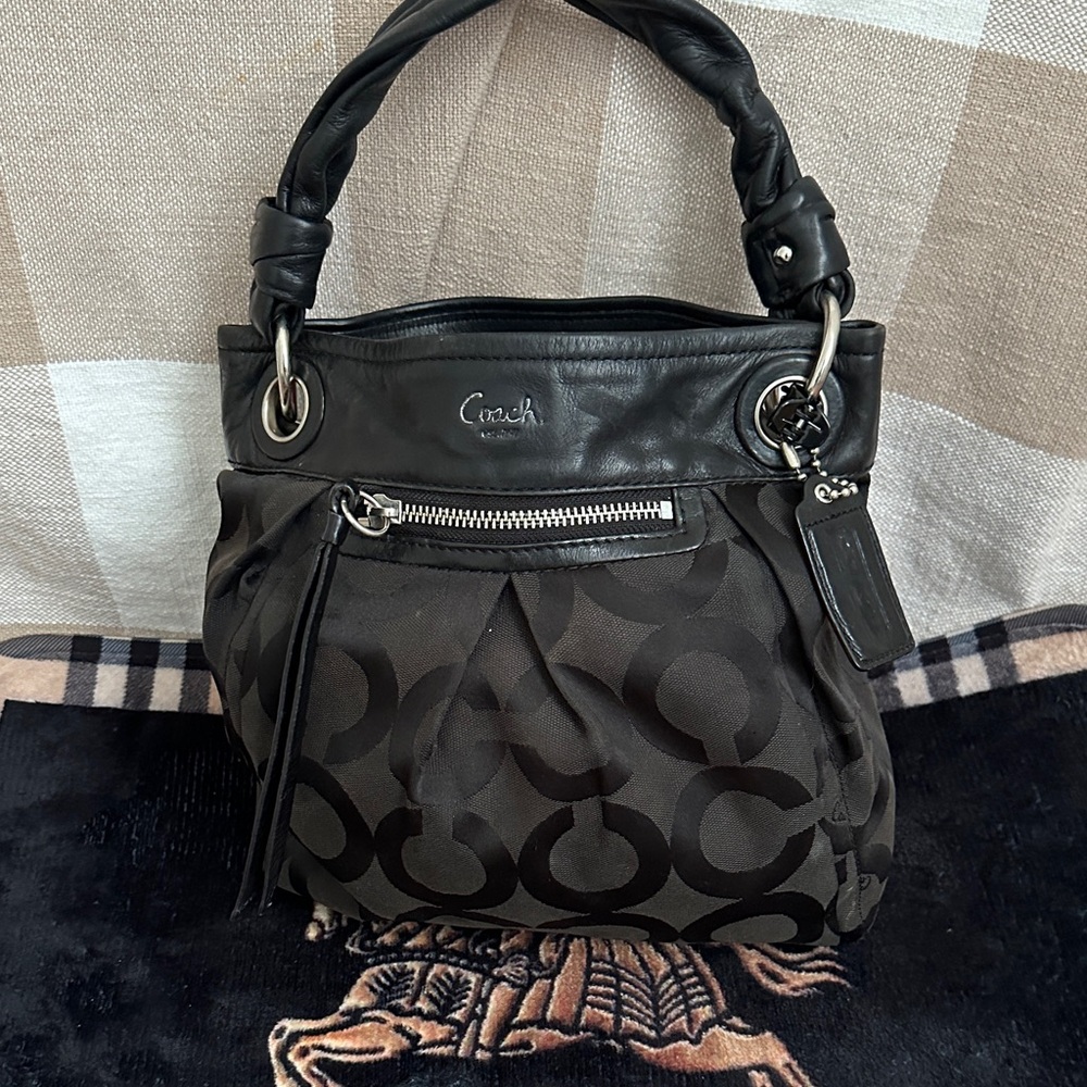 Vintage Coach Black Signature Shoulder Bag